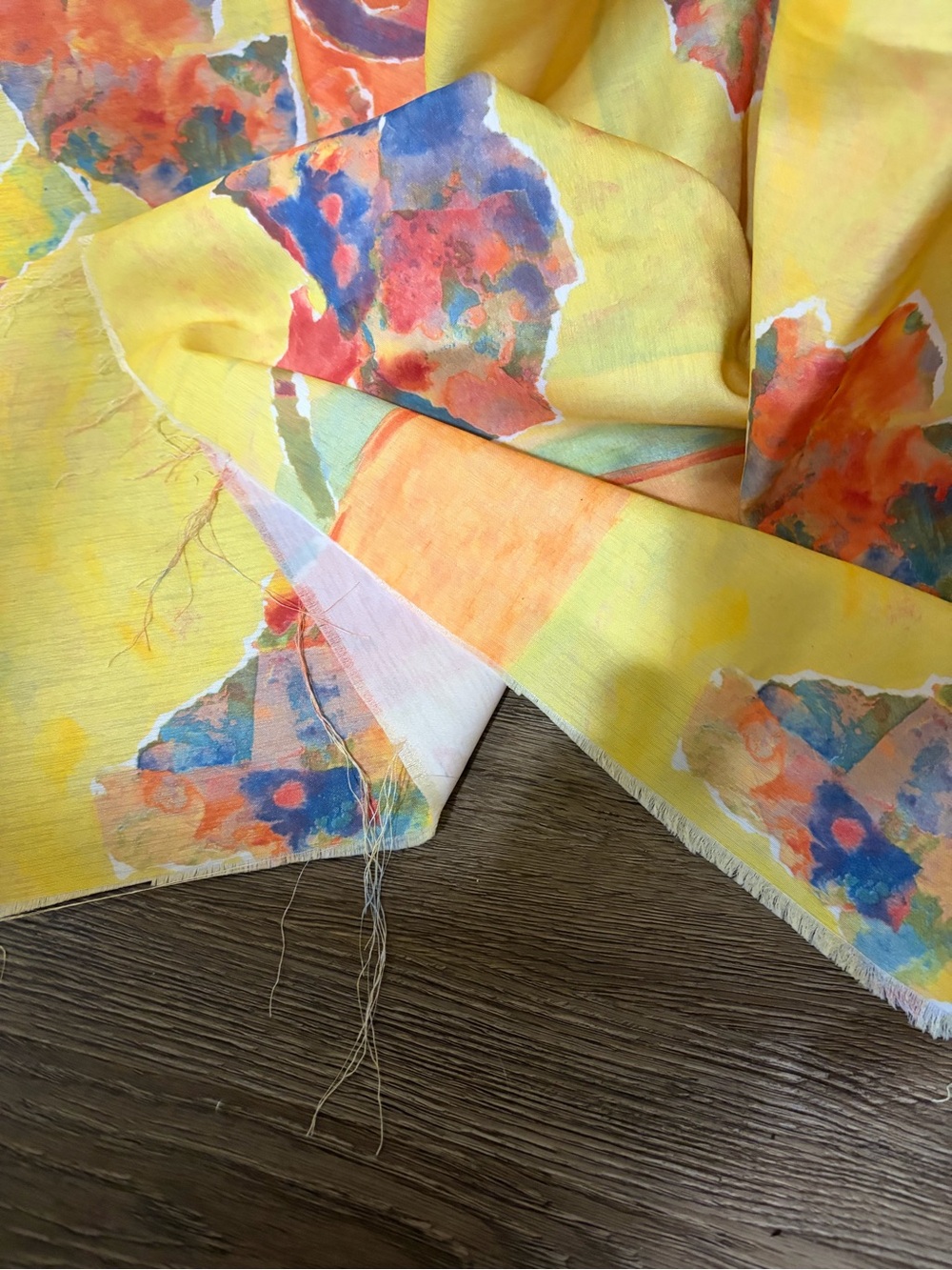 Hand-Sewn Watercolor Floral Single Panel  Curtain  — Unhemmed - Picture 6 of 12